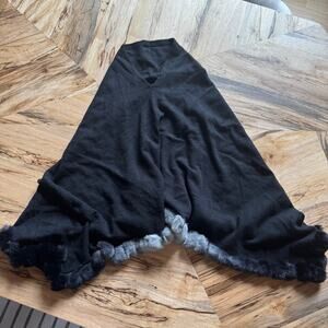 La Fiorentina Genuine Real Rex Rabbit Fur Poncho in Black